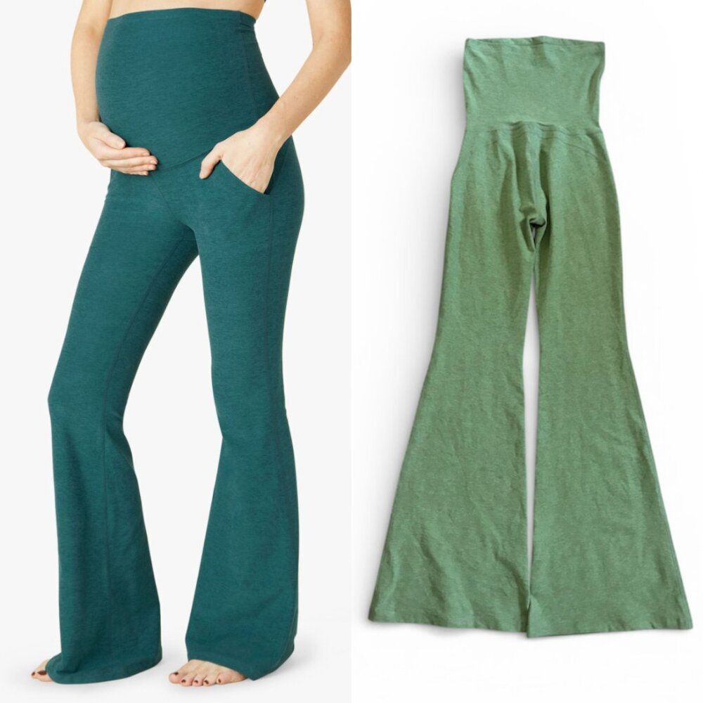 Beyond the Bump Spacedye All Day Flare Pocket Maternity Pant Rosemary Heather